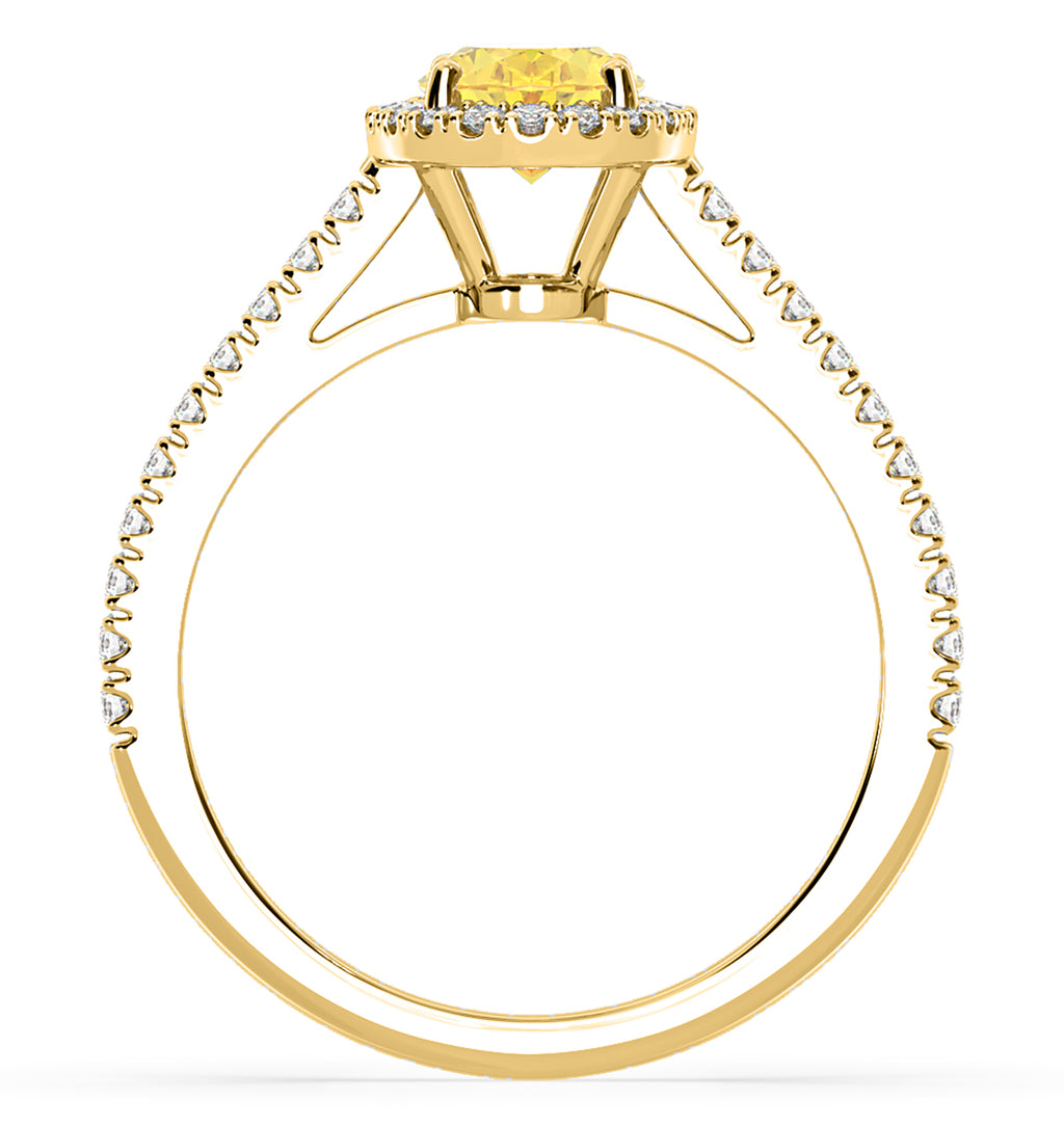 Georgina Yellow Lab Diamond Oval Halo 1.60ct Ring in 18K Yellow Gold - Elara Collection