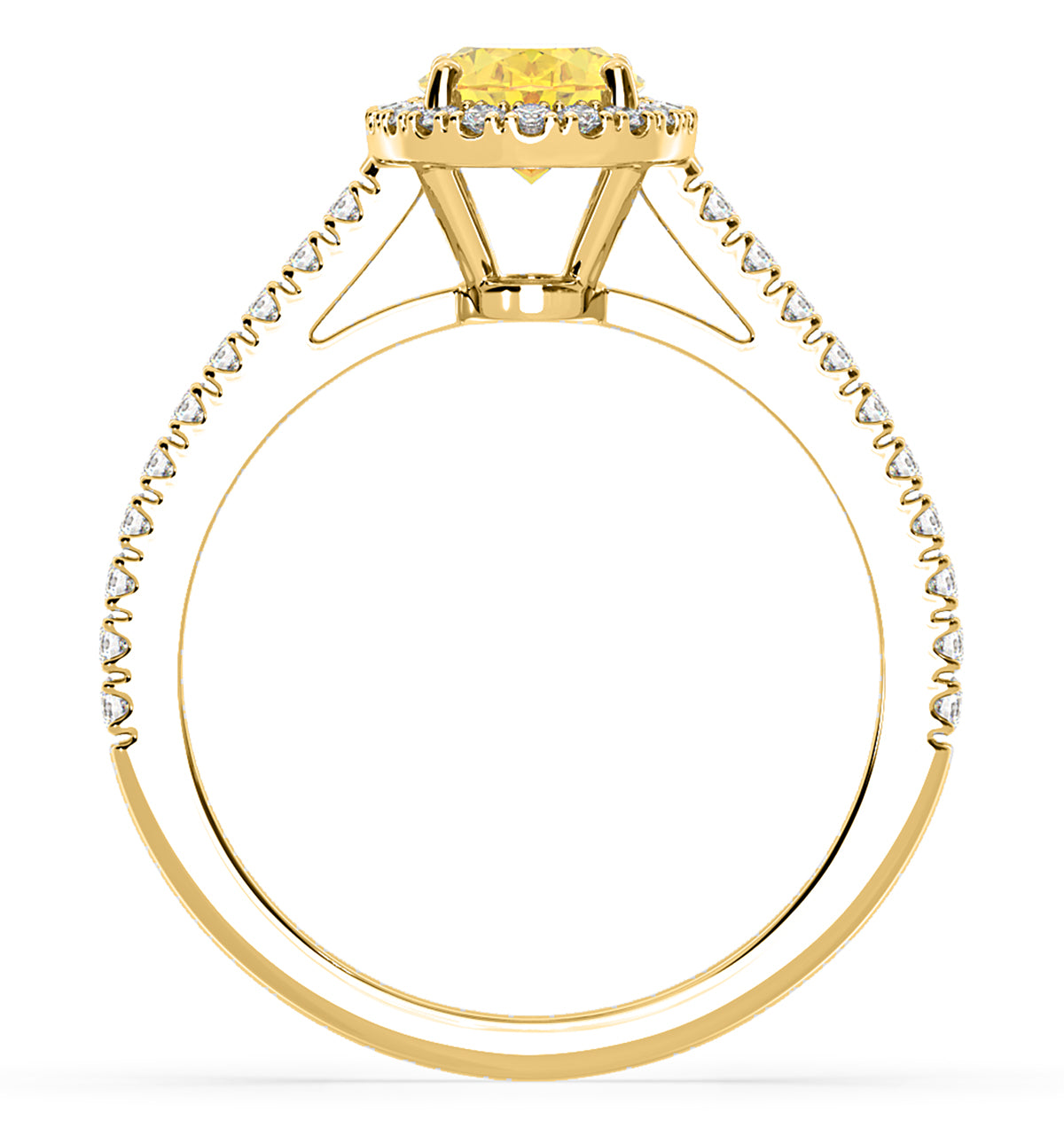 Georgina Yellow Lab Diamond Oval Halo 1.60ct Ring in 18K Yellow Gold - Elara Collection