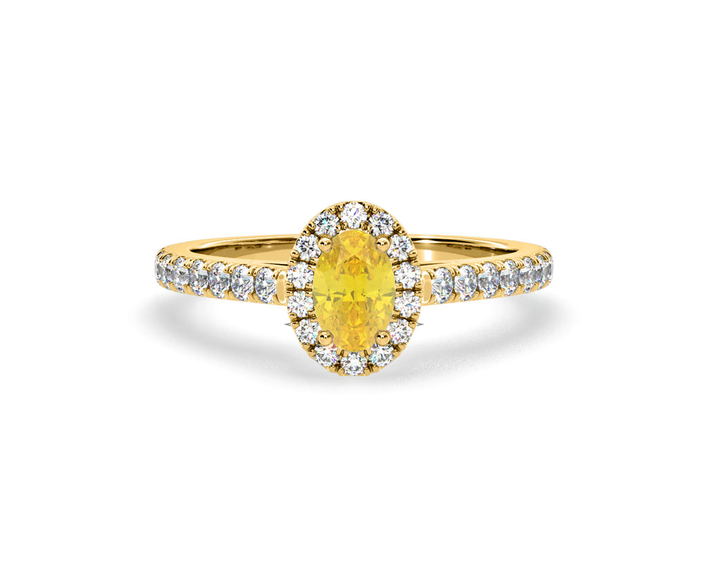 Georgina Yellow Lab Diamond Oval Halo 0.90ct Ring in 18K Yellow Gold - Elara Collection