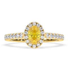 Georgina Yellow Lab Diamond Oval Halo 0.90ct Ring in 18K Yellow Gold - Elara Collection