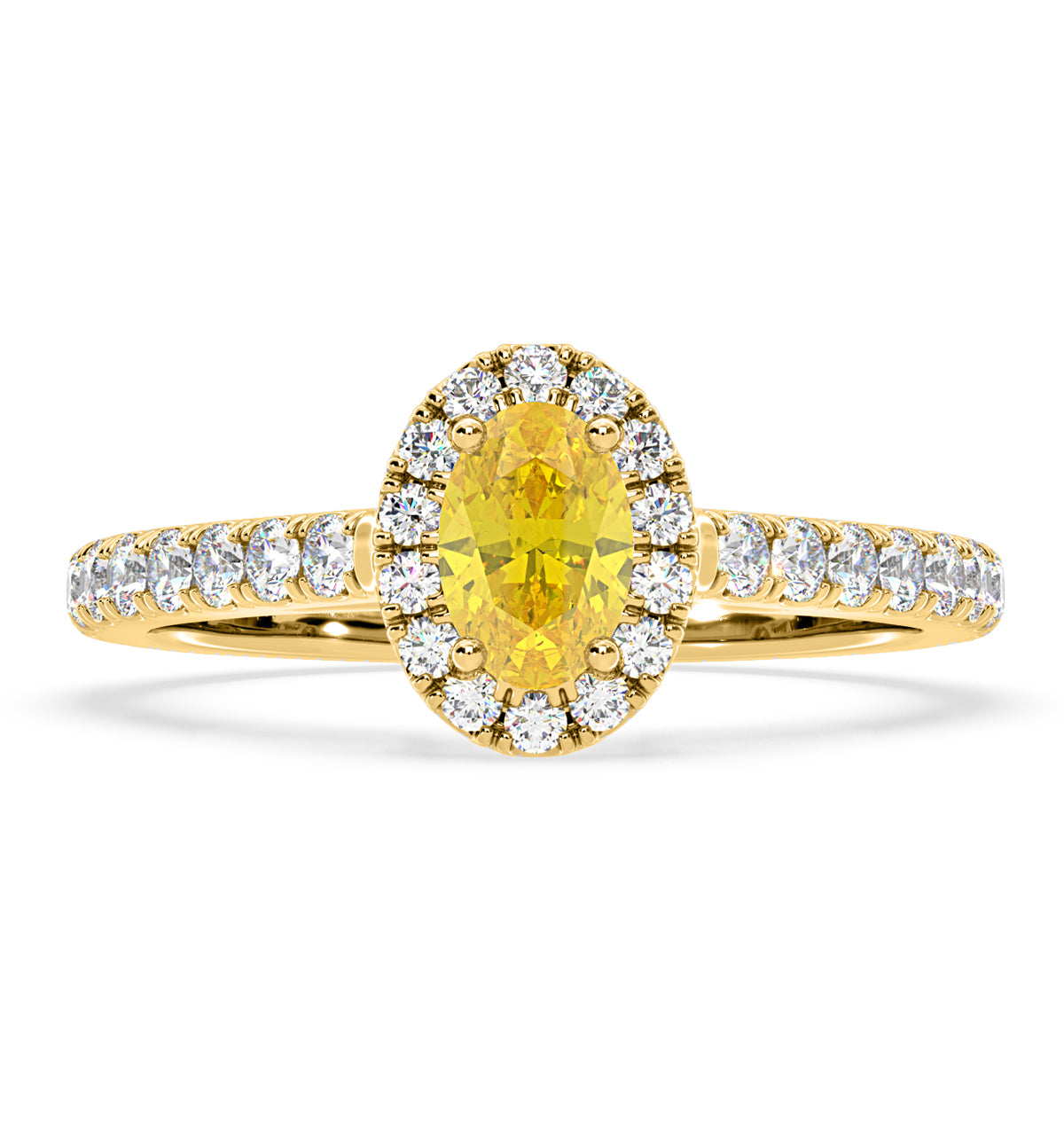 Georgina Yellow Lab Diamond Oval Halo 0.90ct Ring in 18K Yellow Gold - Elara Collection
