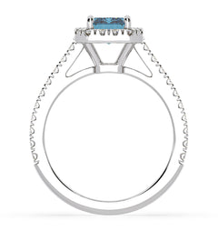 Annabelle Blue Lab Diamond 1.65ct Emerald Cut Halo Ring in 18K White Gold - Elara Collection
