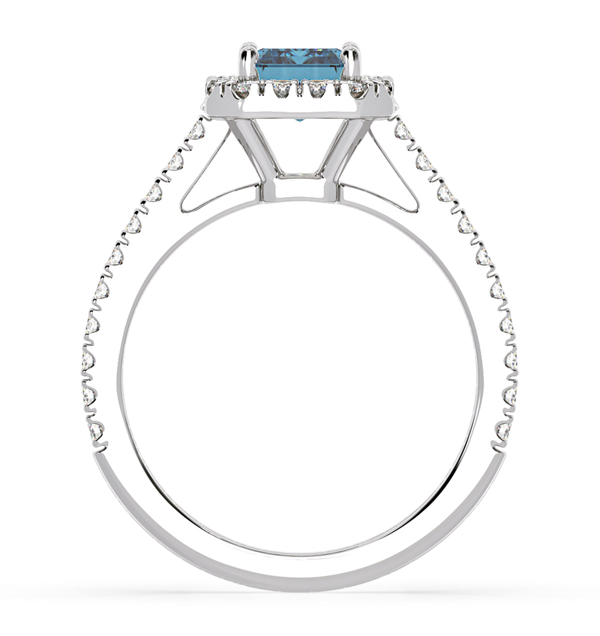 Annabelle Blue Lab Diamond 1.65ct Emerald Cut Halo Ring in 18K White Gold - Elara Collection