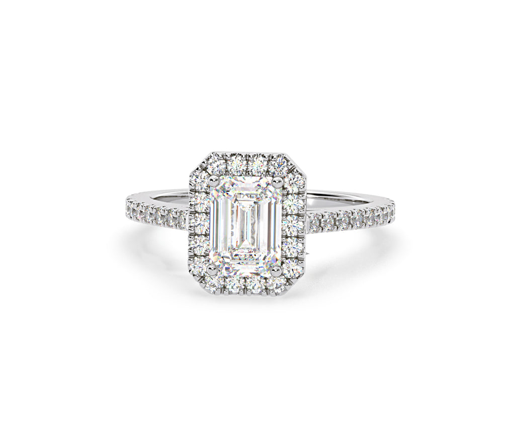 Annabelle Lab Diamond Halo Engagement Ring 18K White Gold 2.15ct F/VS1