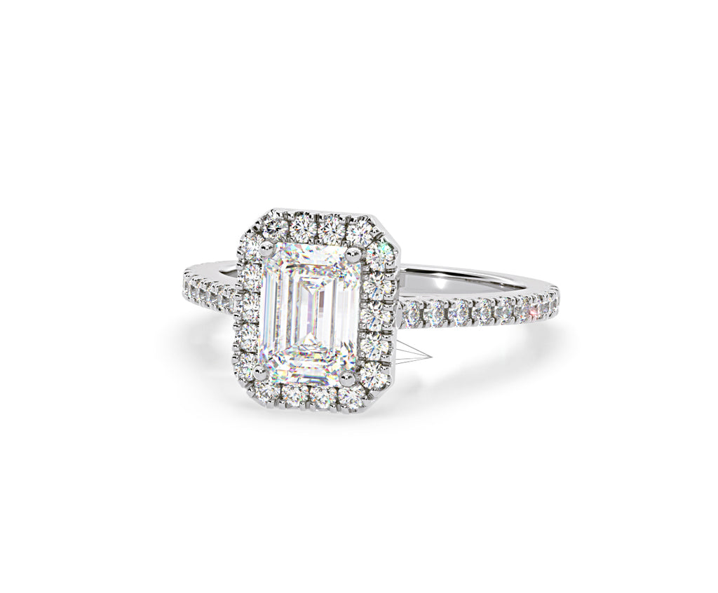 Annabelle Lab Diamond Halo Engagement Ring 18K White Gold 2.75ct F/VS1