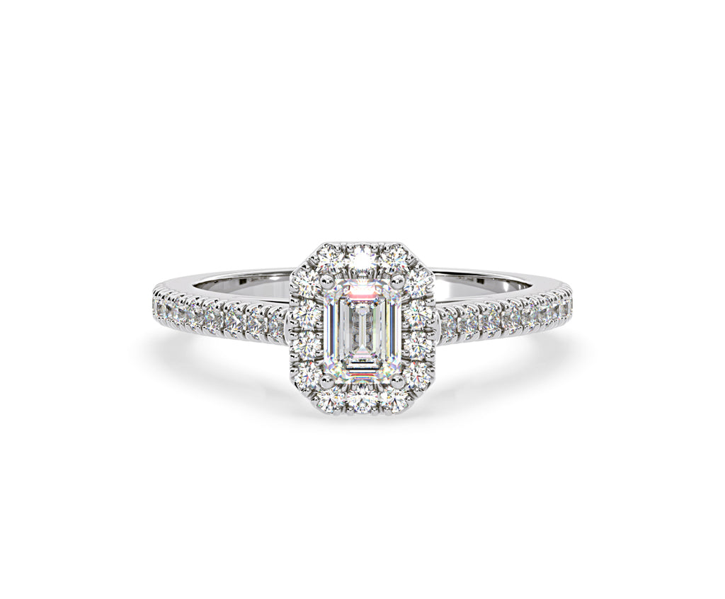 Annabelle Diamond Halo Engagement Ring 18K White Gold 1ct G/VS2