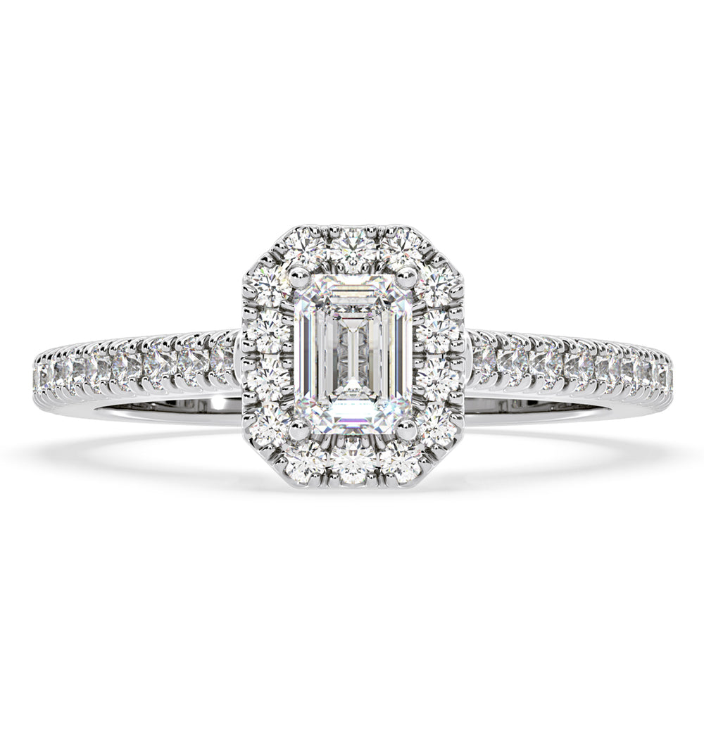 Annabelle Diamond Halo Engagement Ring 18K White Gold 1ct G/VS1
