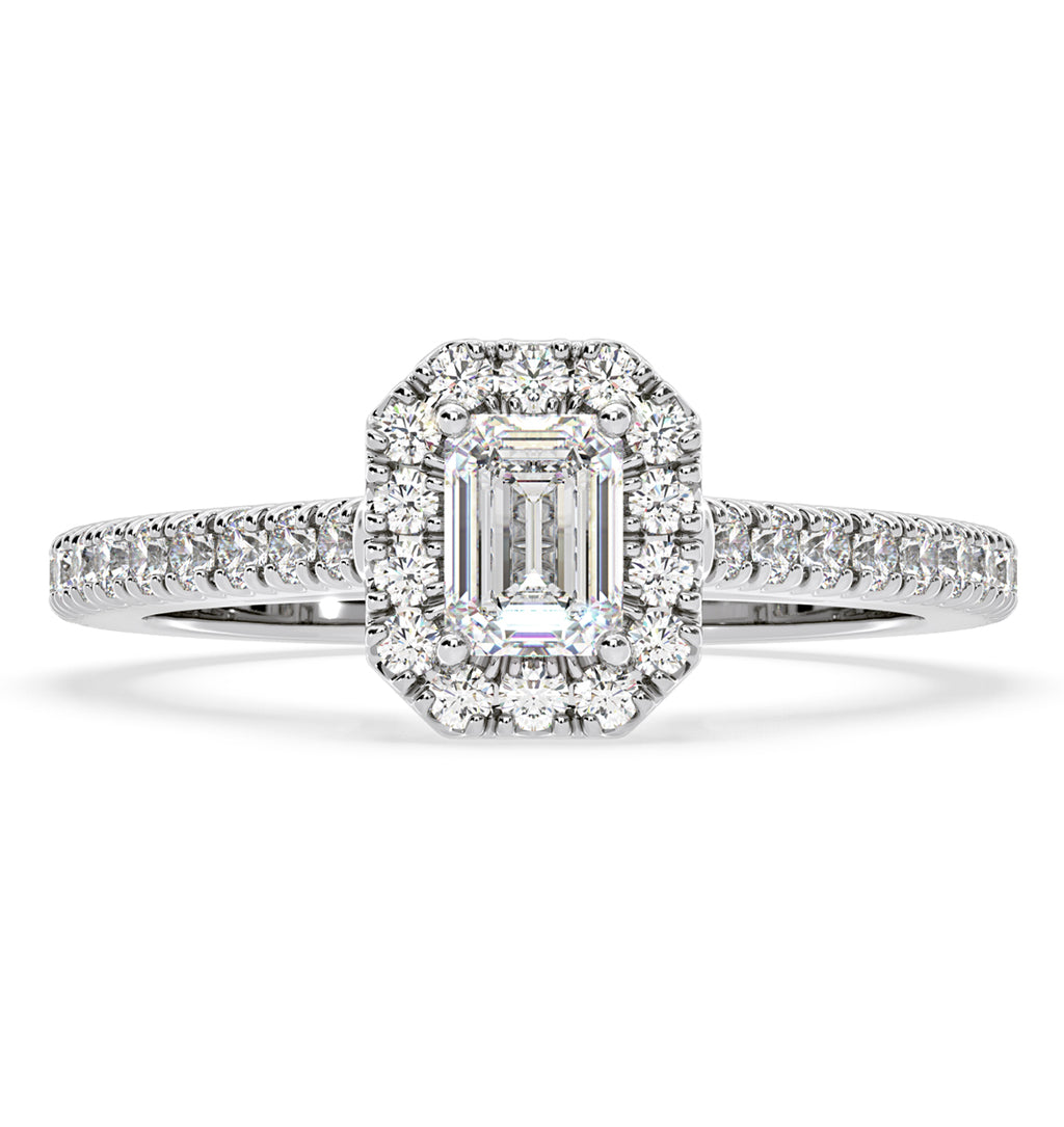 Annabelle Diamond Halo Engagement Ring 18K White Gold 1ct G/VS1