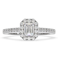 Annabelle Diamond Halo Engagement Ring 18K White Gold 1ct G/VS1