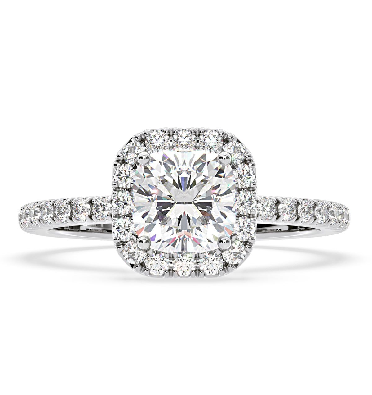 Beatrice GIA Diamond Halo Engagement Ring 18K White Gold 1.48ct G/SI2
