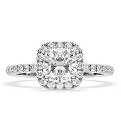 Beatrice GIA Diamond Halo Engagement Ring in Platinum 1.48ct G/SI2