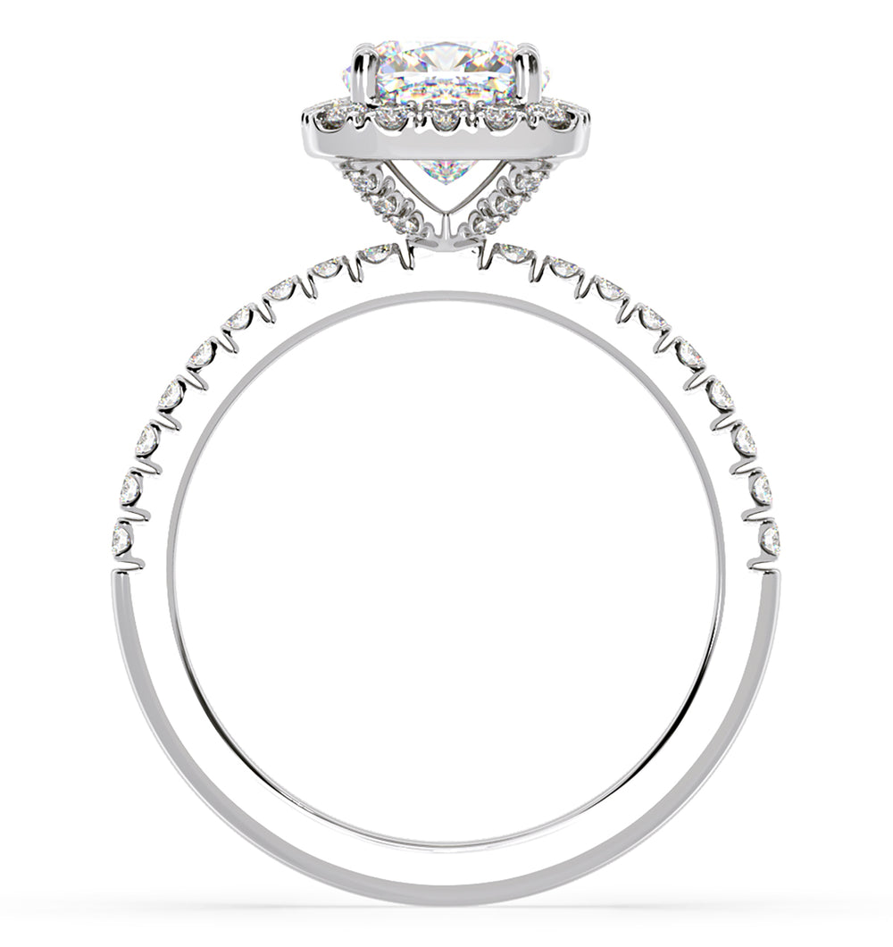Beatrice GIA Diamond Halo Engagement Ring 18K White Gold 1.48ct G/SI2