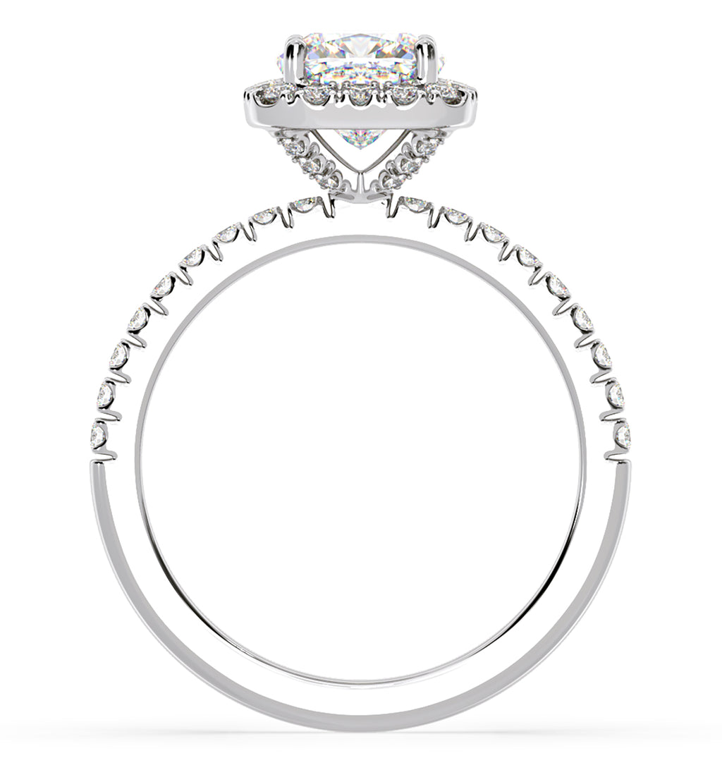 Beatrice GIA Diamond Halo Engagement Ring in Platinum 1.48ct G/SI2