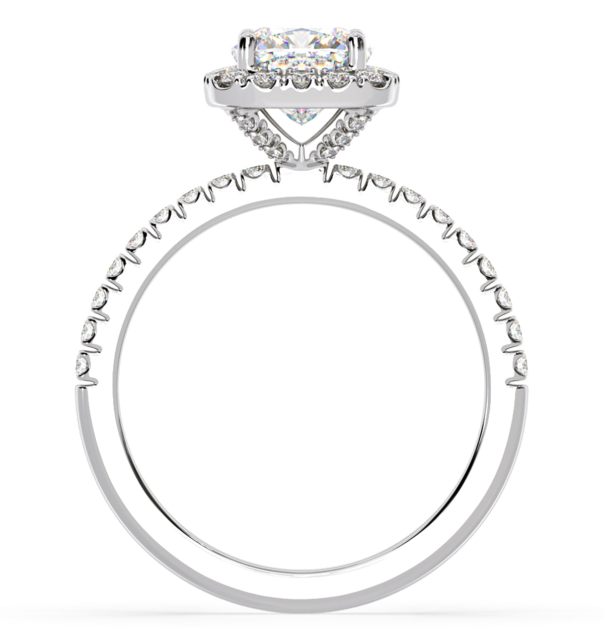 Beatrice GIA Diamond Halo Engagement Ring in Platinum 1.48ct G/SI2