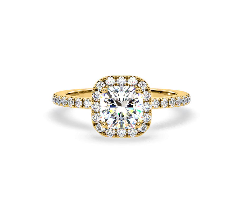 2.60ct Beatrice Lab Diamond Halo Engagement Ring in 18K Gold F/VS1