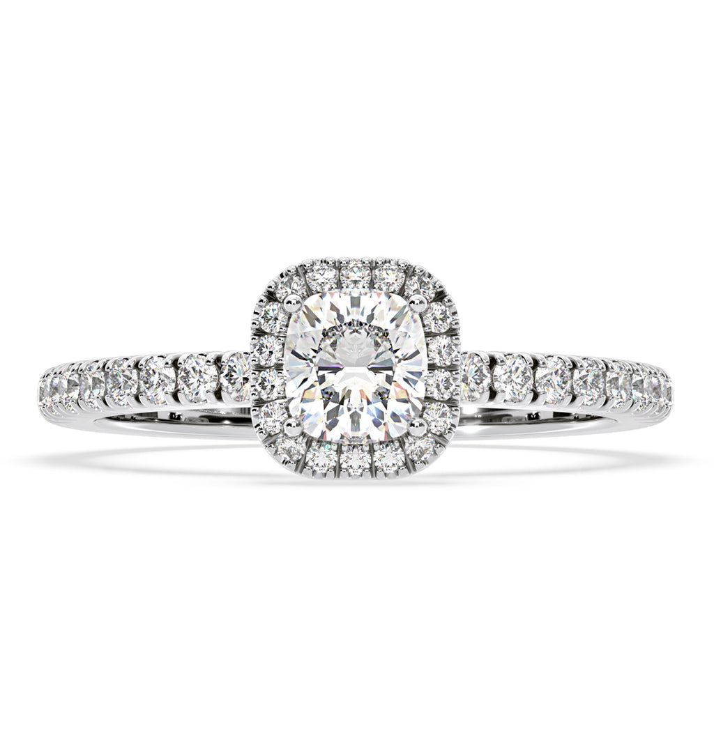 Beatrice Diamond Halo Engagement Ring 18K White Gold 1ct G/VS1