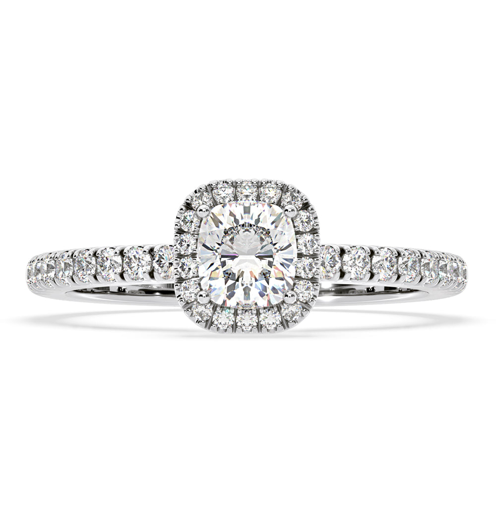 Beatrice Diamond Halo Engagement Ring in Platinum 1ct G/VS1