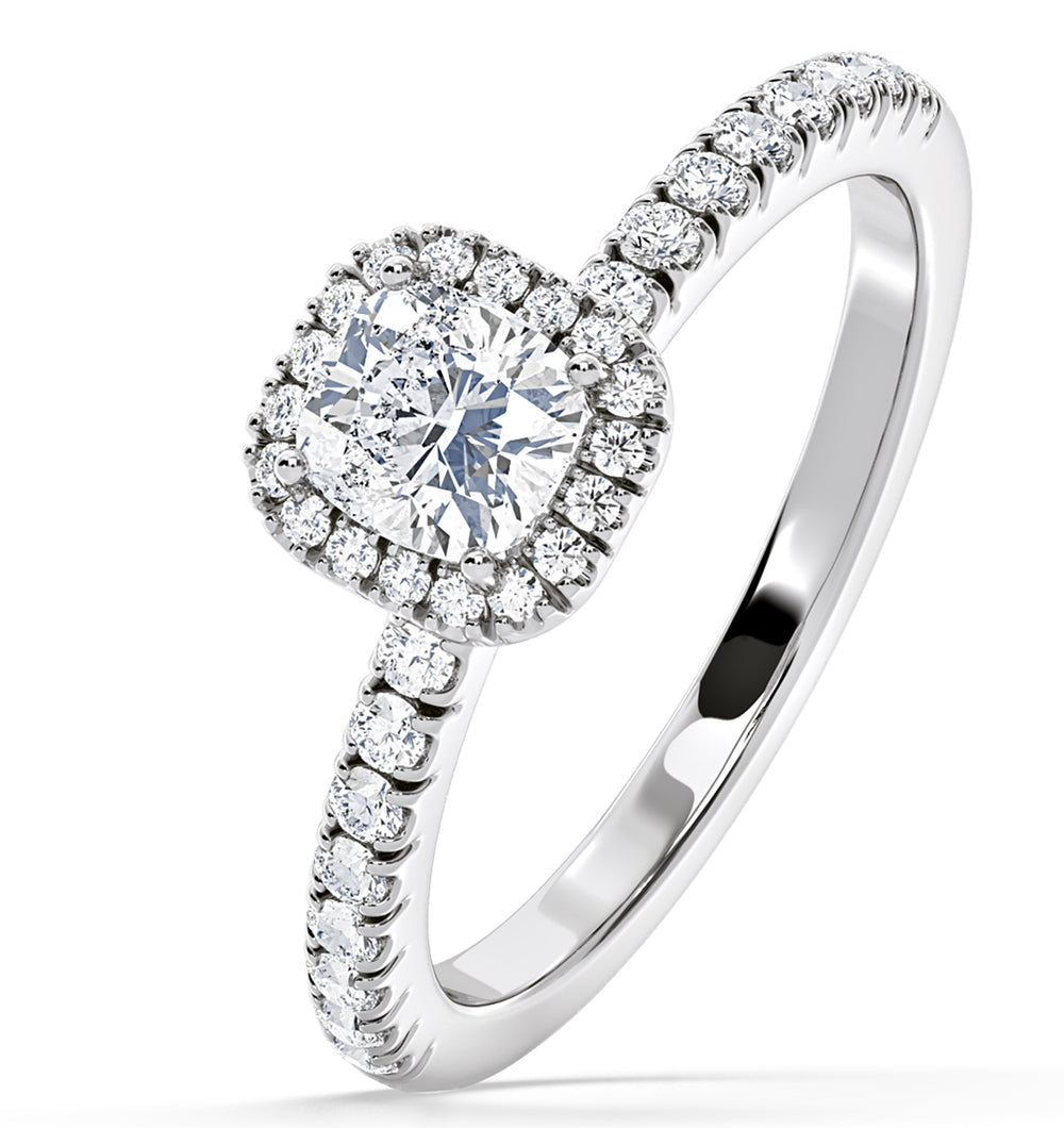 Beatrice GIA Diamond Halo Engagement Ring in Platinum 1.25ct G/VS1