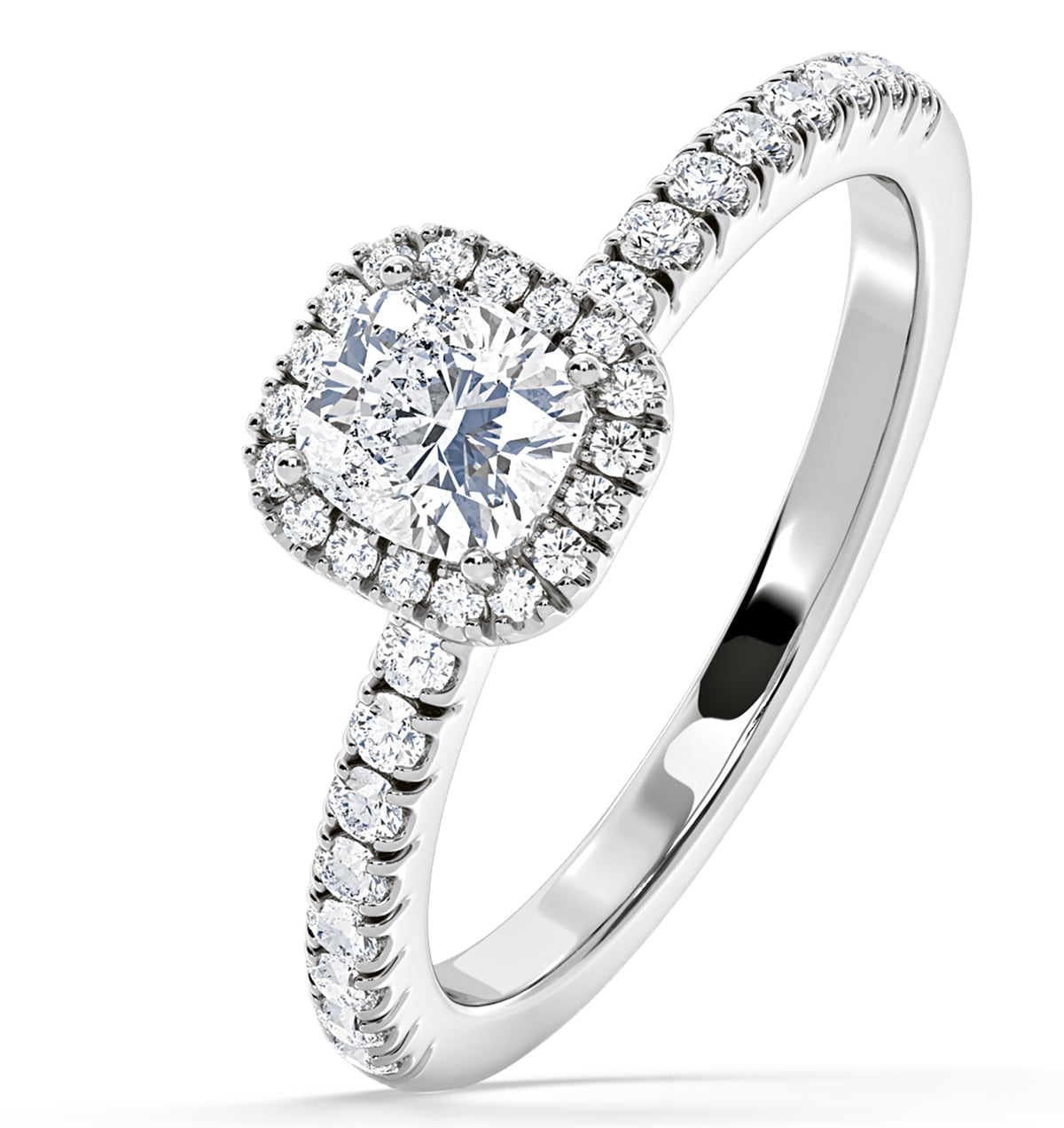 Beatrice GIA Diamond Halo Engagement Ring in Platinum 1.25ct G/VS1