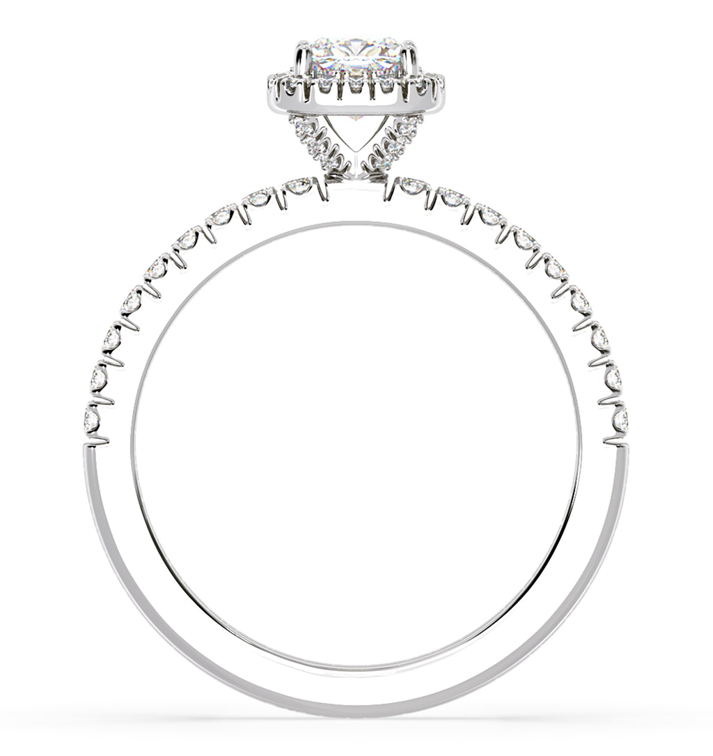 Beatrice Diamond Halo Engagement Ring 18K White Gold 1ct G/VS1