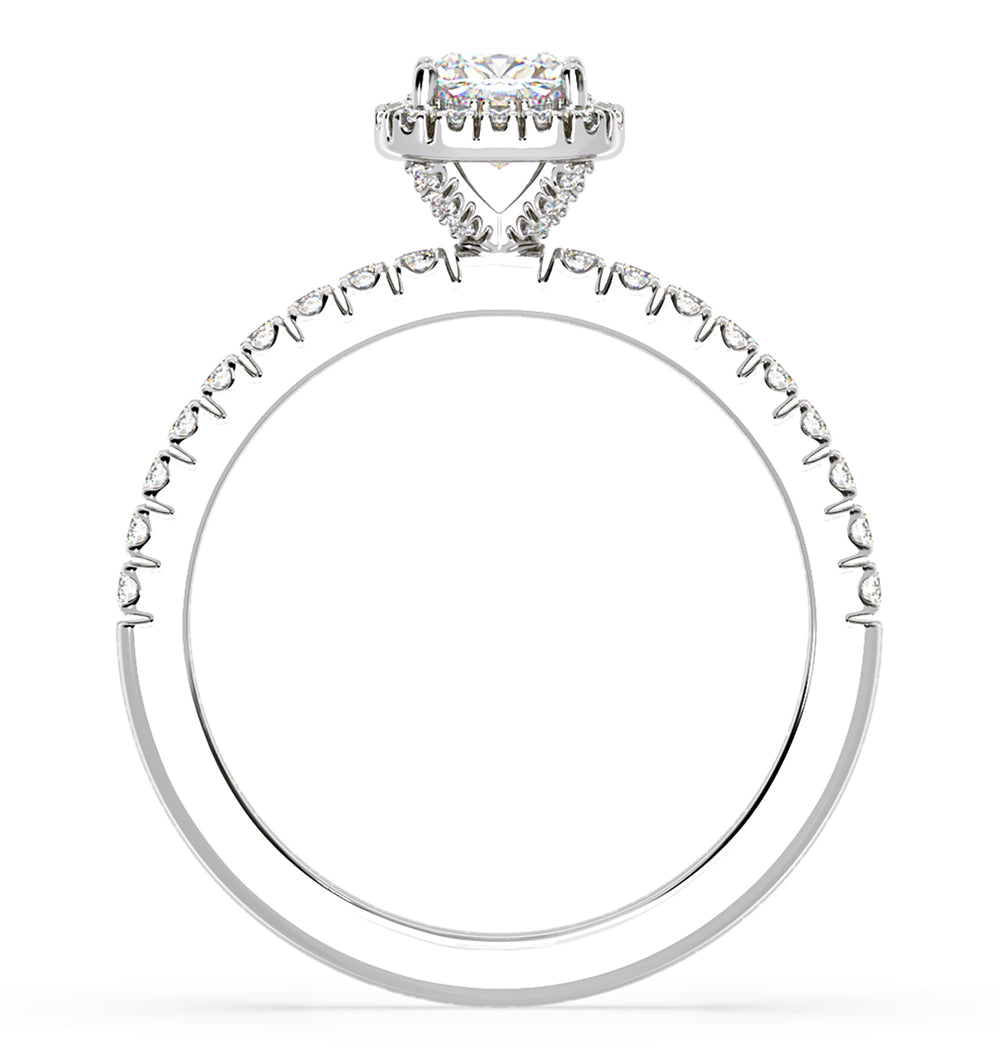 Beatrice Diamond Halo Engagement Ring in Platinum 1ct G/VS1