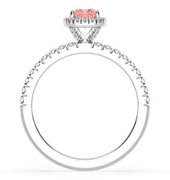 Beatrice Pink Lab Diamond 1.00ct Cushion Halo Ring in 18K White Gold- Elara Collection