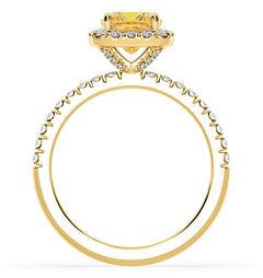 Beatrice Yellow Lab Diamond 1.65ct Cushion Halo Ring in 18K Yellow Gold- Elara Collection