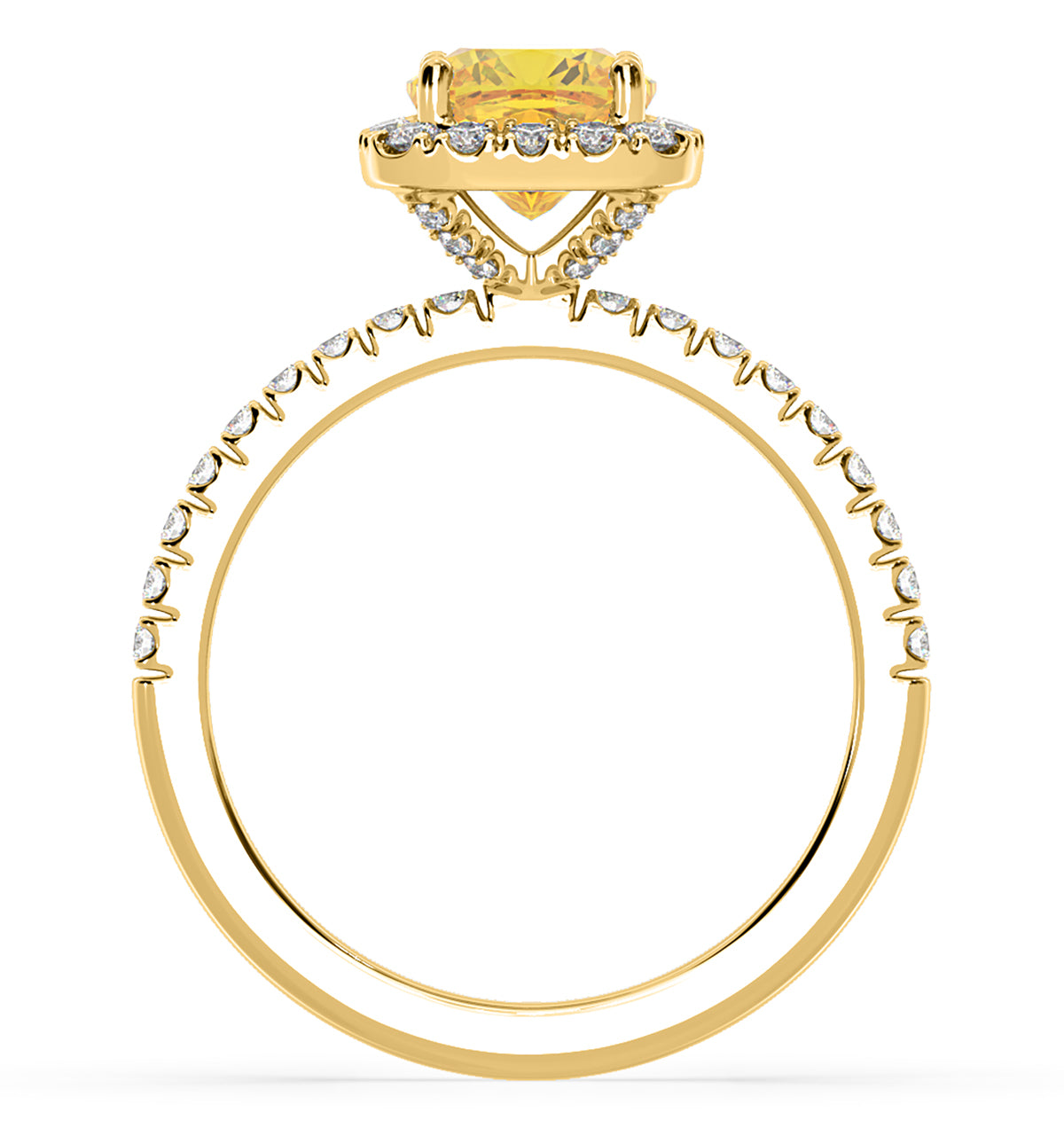 Beatrice Yellow Lab Diamond 1.65ct Cushion Halo Ring in 18K Yellow Gold- Elara Collection