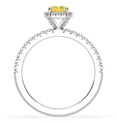 Beatrice Yellow Lab Diamond 1.00ct Cushion Halo Ring in 18K White Gold- Elara Collection