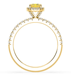 Beatrice Yellow Lab Diamond 1.00ct Cushion Halo Ring in 18K Yellow Gold- Elara Collection