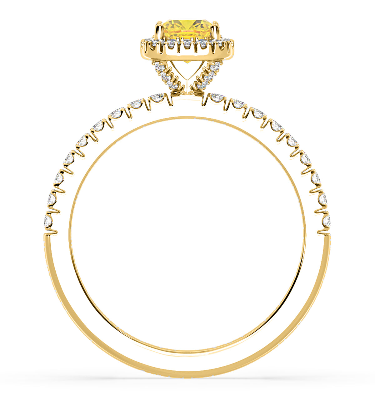 Beatrice Yellow Lab Diamond 1.00ct Cushion Halo Ring in 18K Yellow Gold- Elara Collection