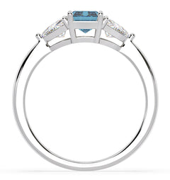 Aurora Blue Lab Diamond Emerald Cut and Trillion 1.70ct Ring in Platinum - Elara Collection