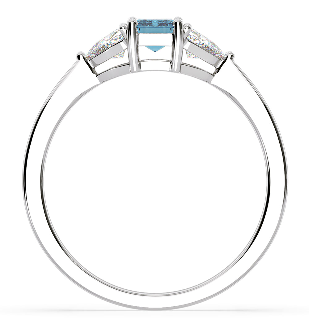 Aurora Blue Lab Diamond Emerald Cut and Trillion 1.00ct Ring in 18K White Gold - Elara Collection