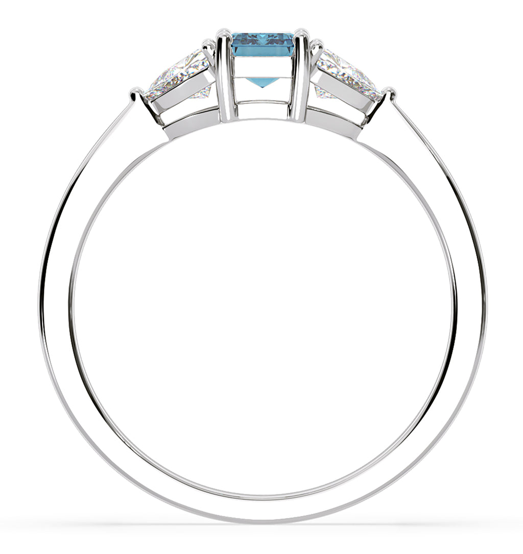 Aurora Blue Lab Diamond Emerald Cut and Trillion 1.00ct Ring in 18K White Gold - Elara Collection