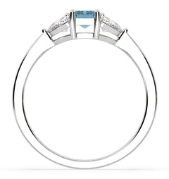 Aurora Blue Lab Diamond Emerald Cut and Trillion 1.00ct Ring in 18K White Gold - Elara Collection