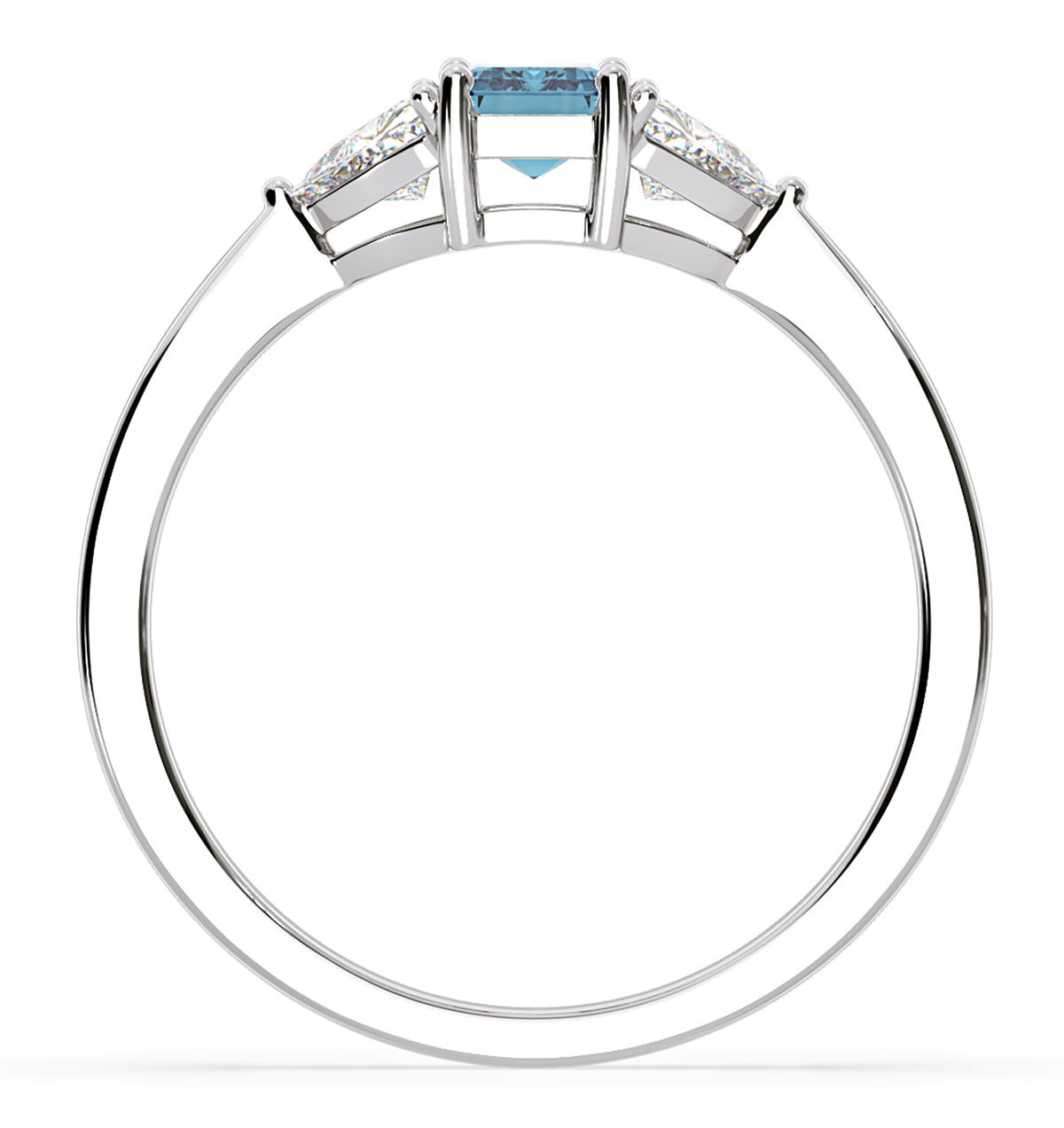 Aurora Blue Lab Diamond Emerald Cut and Trillion 1.00ct Ring in 18K White Gold - Elara Collection