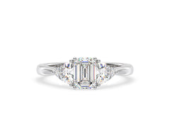 Aurora Lab Diamond Emerald Cut and Trillion 1.70ct Ring in 18K White Gold F/VS1