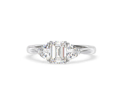 Aurora Lab Diamond Emerald Cut and Trillion 1.70ct Ring in 18K White Gold F/VS1