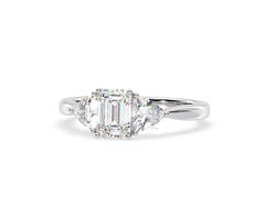 Aurora Lab Diamond Emerald Cut and Trillion 1.70ct Ring in 18K White Gold F/VS1