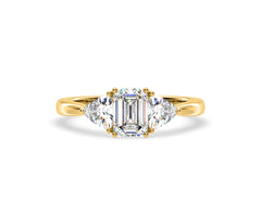Aurora Lab Diamond Emerald Cut and Trillion 1.70ct Ring in 18K Gold F/VS1