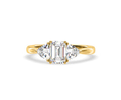 Aurora Lab Diamond Emerald Cut and Trillion 1.70ct Ring in 18K Gold F/VS1