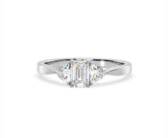 Aurora Lab Diamond Emerald Cut and Trillion 1.00ct Ring in Platinum F/VS1