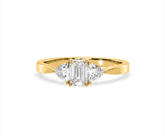 Aurora Lab Diamond Emerald Cut and Trillion 1.00ct Ring in 18K Gold F/VS1
