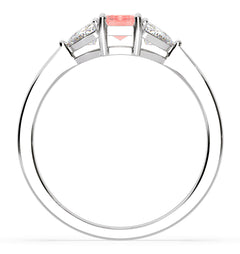 Aurora Pink Lab Diamond Emerald Cut and Trillion 1.00ct Ring in 18K White Gold - Elara Collection