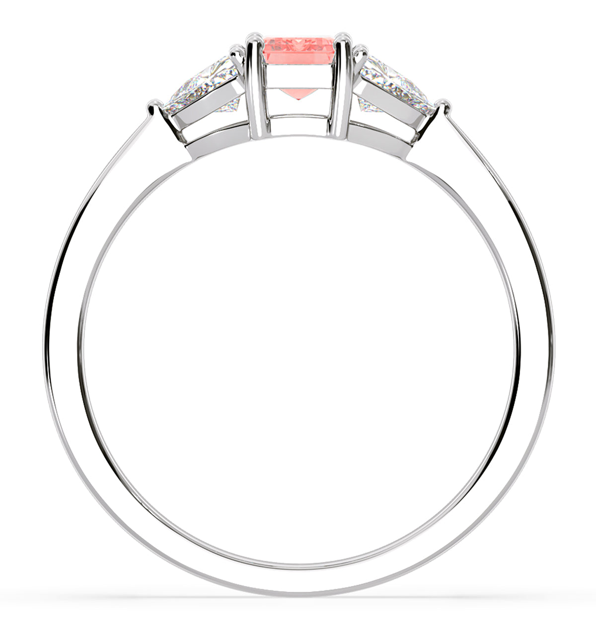 Aurora Pink Lab Diamond Emerald Cut and Trillion 1.00ct Ring in 18K White Gold - Elara Collection