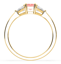 Aurora Pink Lab Diamond Emerald Cut and Trillion 1.00ct Ring in 18K Yellow Gold - Elara Collection