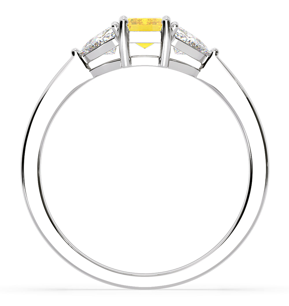 Aurora Yellow Lab Diamond Emerald Cut and Trillion 1.00ct Ring in Platinum - Elara Collection