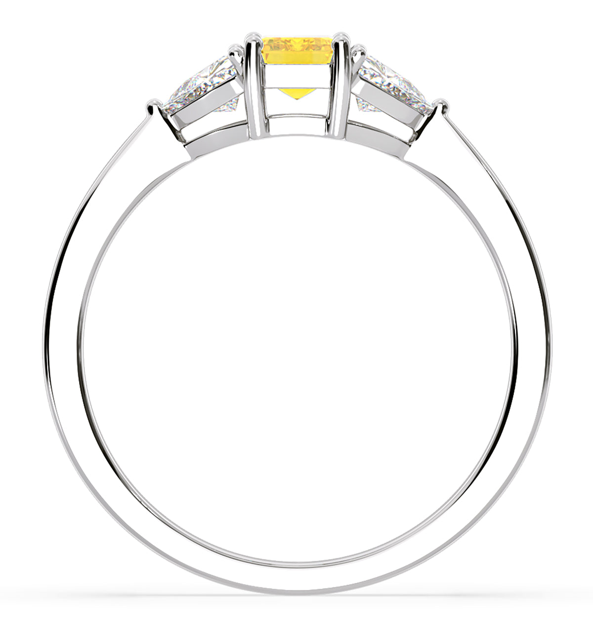 Aurora Yellow Lab Diamond Emerald Cut and Trillion 1.00ct Ring in Platinum - Elara Collection