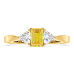 Aurora Yellow Lab Diamond Emerald Cut and Trillion 1.00ct Ring in 18K Yellow Gold - Elara Collection