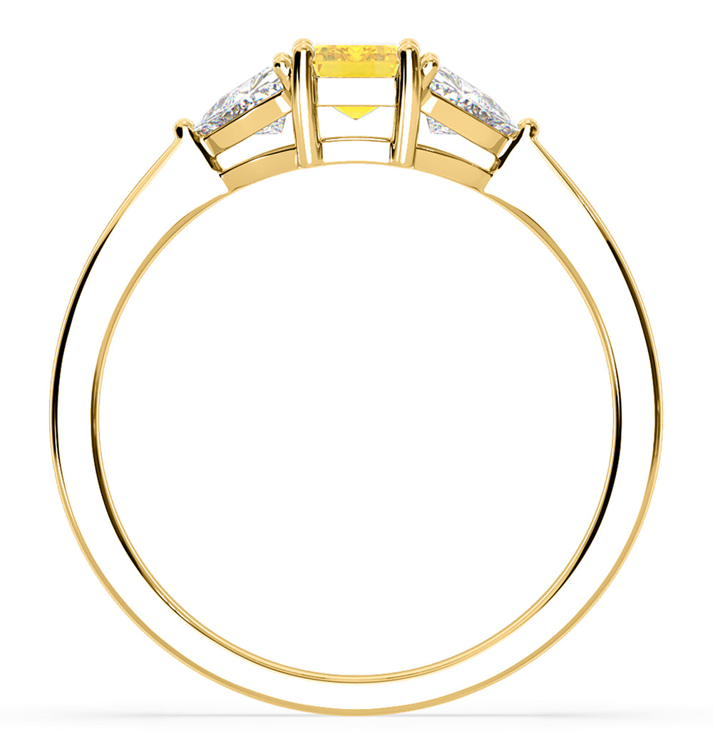 Aurora Yellow Lab Diamond Emerald Cut and Trillion 1.00ct Ring in 18K Yellow Gold - Elara Collection
